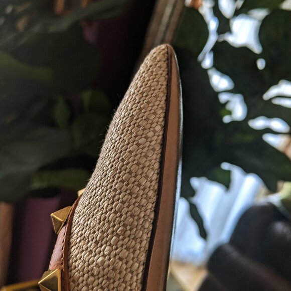 Valentino Rockstud Woven raffia Slingback Flats Natural brown US Size 7 - Picture 5 of 8